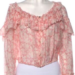 LoveShackFancy Pink Floral Blouse